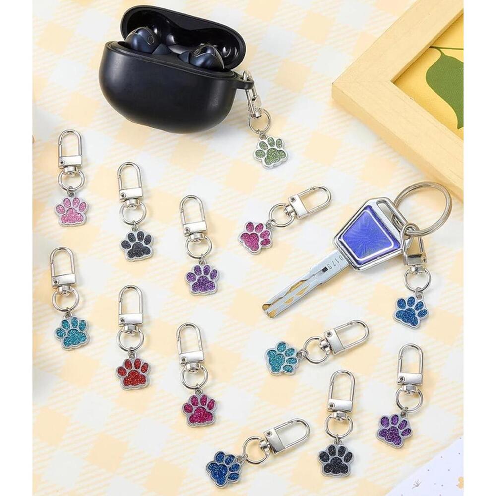 1 PC Keychain Paw Animal Print Bag Charm Glitter Metallic New - Picture 4 of 5